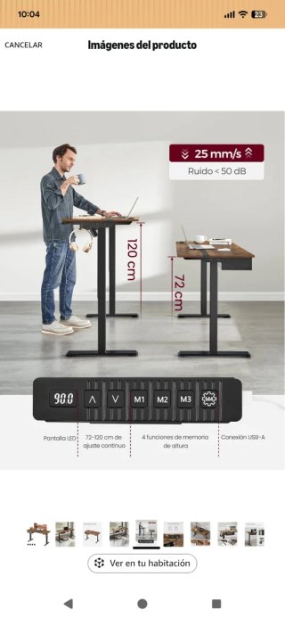 Mesa escritorio elevable VASAGLE 140x60