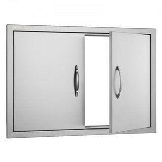 Puerta de Acceso para BBQ, Puerta Doble para Cocina Exterior de 774x533 mm, Puerta de Montaje Flush de Acero Inoxidable, Puerta Vertical de Pared con Manijas, para Isla de BBQ, Estación de Asado, ...