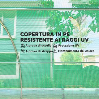 Invernadero de Jardín en Túnel 4X3X2 M con Red Sombreante, Invernadero para Huerto 8 Ventanas, 2 Puertas y Paredes Laterales Enrollables, Estructura de Acero y Cubierta de PE, para Verduras Flores...