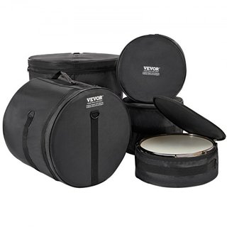 Juego de bolsas para batería de 5 piezas, tela Oxford 1680D, bolsas y estuches acolchados con correa de hombro desmontable de 4.92 pies, asas de transporte, diseño plegable, para bombo de 22'', to...