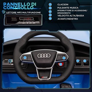 AUDI RS Coche Eléctrico para Niños 3-5 Años 12V Doble Motor, Coche Eléctrico para Niños 3-5Km/H Con Cinturón de Seguridad, Control Remoto, Suspensiones, Música, Luces LED y Claxon, Azul