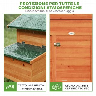 Gallinero de Madera con Nido, Gallinero para Gallinas Exteriores, Techo Impermeable, Bandeja Extraíble, 2 Perchas, Rampa, Ventana, Casita para 2 Gallinas, Patos, Jardín, 113.5x67.5x95.5cm, Naranja