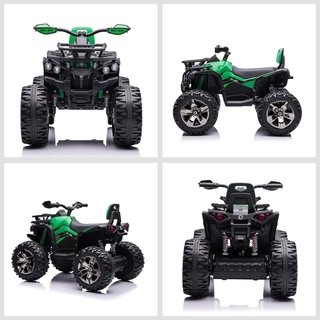 Quad Eléctrico de 12V para Niños de 3-5 Años 3-8Km/H, Coche Eléctrico para Niños con Batería de 10AH, Música, MP3, USB, Tarjeta TF, Faros y Pedal, en PP y Metal, 100X65X73 Cm, Amarillo