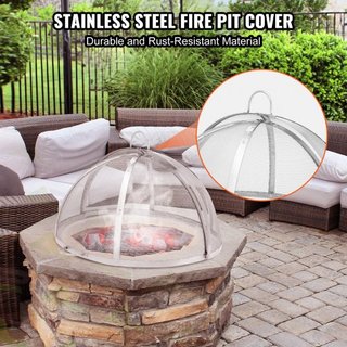 Tapa de Chispas para Fogata, Diámetro de 30", Cubierta Redonda para Anillo de Fogata al Aire Libre, Accesorios de Cubierta de Metal para Fogata, Cubiertas de Anillo de Acero Inoxidable de Fácil Ap...