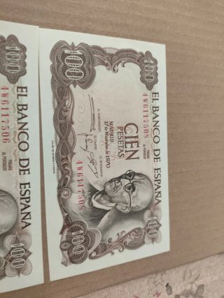 2 Billetes 100 Pesetas 1970 Correlativos