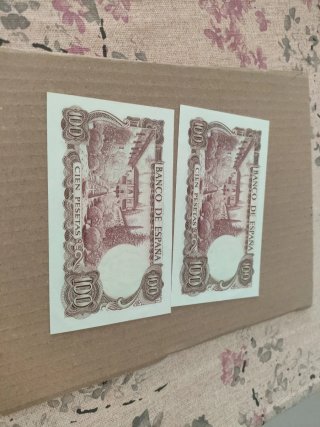 2 Billetes 100 Pesetas 1970 Correlativos