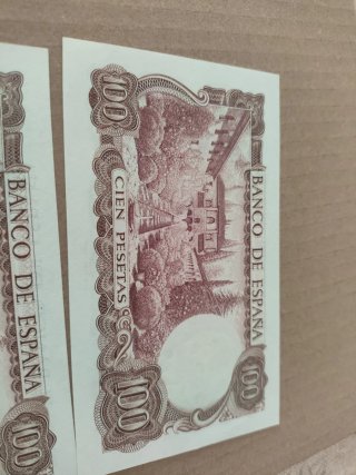 2 Billetes 100 Pesetas 1970 Correlativos