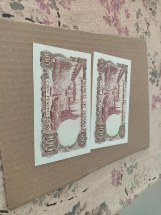 2 Billetes 100 Pesetas 1970 Correlativos