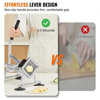 Cortadora de Verduras Comercial, Cortadora de Frutas de 1/4 de Pulgada, Máquina Cortadora de Verduras de Acero Inoxidable y Aleación de Aluminio, Cortadora Manual con Pies Antideslizantes, para Rá...