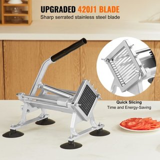 Cortadora de Verduras Comercial, Cortadora de Frutas de 1/4 de Pulgada, Máquina Cortadora de Verduras de Acero Inoxidable y Aleación de Aluminio, Cortadora Manual con Pies Antideslizantes, para Rá...