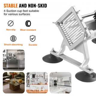 Cortadora de Verduras Comercial, Cortadora de Frutas de 1/4 de Pulgada, Máquina Cortadora de Verduras de Acero Inoxidable y Aleación de Aluminio, Cortadora Manual con Pies Antideslizantes, para Rá...