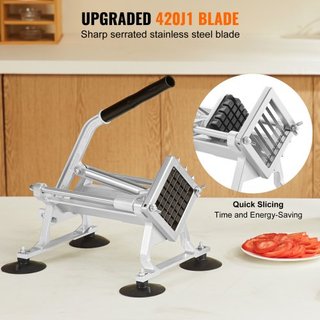 Cortadora de Verduras Comercial, Cortadora de Frutas de 1/2 pulgada, Máquina Cortadora de Verduras de Acero Inoxidable y Aleación de Aluminio, Cortadora Manual con Pies Antideslizantes, para Rában...
