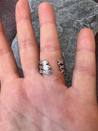 Anello Argento 925 Fascia Pesci Regolabile