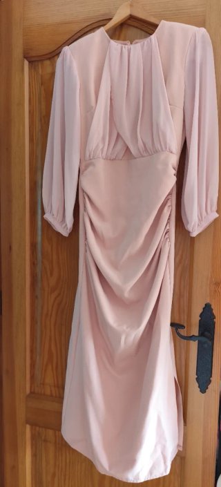 Vestido rosa elegante manga de gasa.