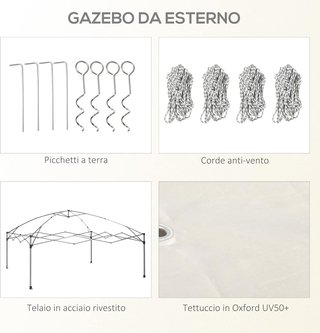 Gazebo Pop-Up Plegable, Gazebo De Jardín 3X3 M Con Mosquitera Y Bolsa De Transporte Con Ruedas, UV50+, Color Crema