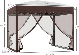 Gazebo Pop-Up Plegable, Gazebo De Jardín 3X3 M Con Mosquitera Y Bolsa De Transporte Con Ruedas, UV50+, Color Crema