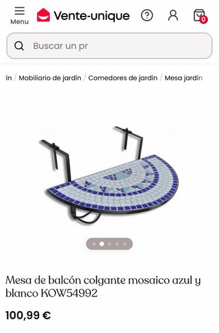 Mesa balcón colgante semicircular