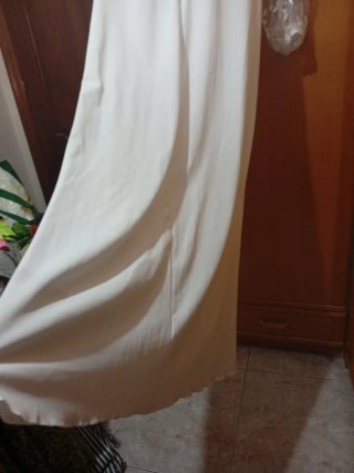 Vestido largo blanco manga transparente