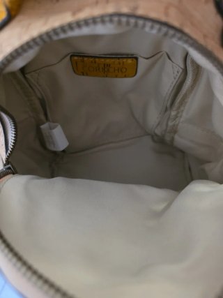 Mochila pequeña corcho beige y amarillo