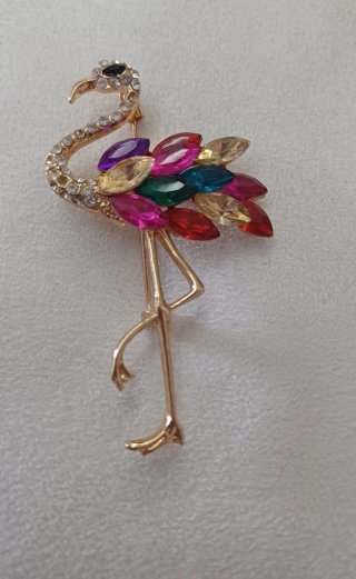 Spilla vintage fenicottero con strass