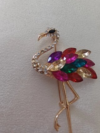 Spilla vintage fenicottero con strass