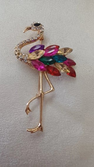 Spilla vintage fenicottero con strass