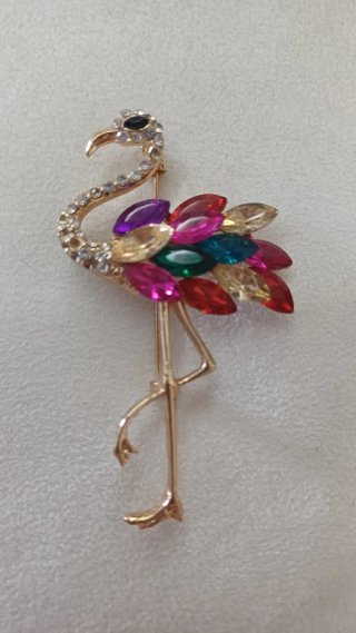 Spilla vintage fenicottero con strass