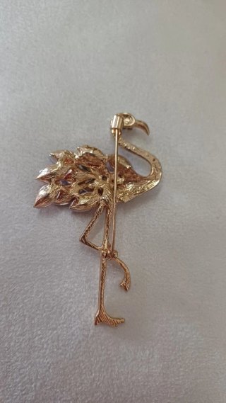 Spilla vintage fenicottero con strass