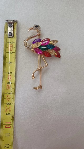 Spilla vintage fenicottero con strass