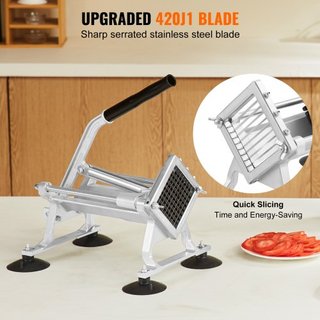 Cortadora de Verduras Comercial, Cortadora de Frutas de 3/8 de pulgada, Máquina Cortadora de Verduras de Acero Inoxidable y Aleación de Aluminio, Cortadora Manual con Pies Antideslizantes, para Rá...
