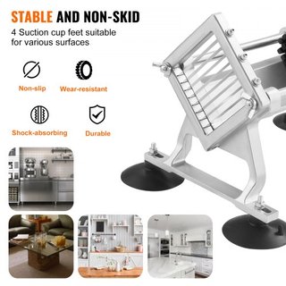 Cortadora de Verduras Comercial, Cortadora de Frutas de 3/8 de pulgada, Máquina Cortadora de Verduras de Acero Inoxidable y Aleación de Aluminio, Cortadora Manual con Pies Antideslizantes, para Rá...