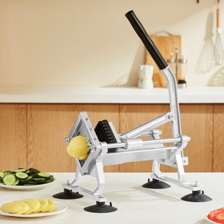 Cortadora de Verduras Comercial, Cortadora de Frutas de 3/8 de pulgada, Máquina Cortadora de Verduras de Acero Inoxidable y Aleación de Aluminio, Cortadora Manual con Pies Antideslizantes, para Rá...