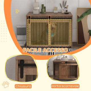 Caseta para Perros Grandes de Madera para Interior, Kennel para Perros Multiusos con Puerta Corredera, 98X58X61 Cm, Marrón