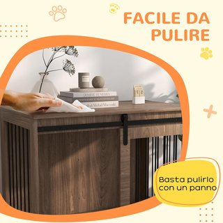 Caseta para Perros Grandes de Madera para Interior, Kennel para Perros Multiusos con Puerta Corredera, 98X58X61 Cm, Marrón