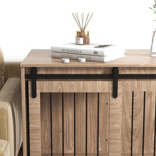 Caseta para Perros Grandes de Madera para Interior, Kennel para Perros Multiusos con Puerta Corredera, 98X58X61 Cm, Marrón