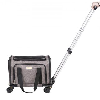 Transportín para Gatos con Ruedas, Transportín para Mascotas Aprobado por Aerolíneas con Mango Telescópico y Correa de Hombro, Transportín para Perros con Ruedas para Mascotas de hasta 25 lbs, con...