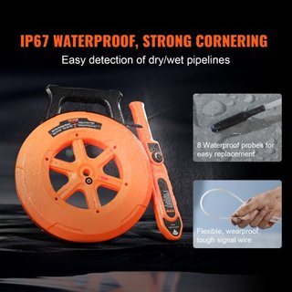 Detector de Bloqueo de Tuberías Localizadores 100ft/30m Impermeable para PVC Plástico Metal