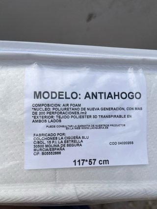 Colchón cuna antiahogo La Cigüeña sin estrenar