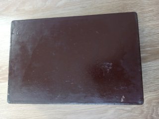 Caja puros tabaco años 60 cuero y madera, con seña
