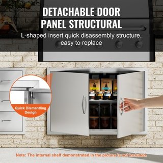 Puerta de Acceso para BBQ, Puerta Doble para Cocina Exterior de 915x610 mm, Puerta de Montaje Flush de Acero Inoxidable, Puerta Vertical de Pared con Manijas, para Isla de BBQ, Estación de Asado, ...