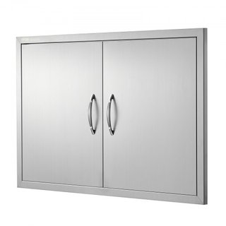 Puerta de Acceso para BBQ, Puerta Doble para Cocina Exterior de 915x610 mm, Puerta de Montaje Flush de Acero Inoxidable, Puerta Vertical de Pared con Manijas, para Isla de BBQ, Estación de Asado, ...