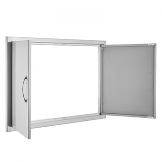 Puerta de Acceso para BBQ, Puerta Doble para Cocina Exterior de 915x610 mm, Puerta de Montaje Flush de Acero Inoxidable, Puerta Vertical de Pared con Manijas, para Isla de BBQ, Estación de Asado, ...