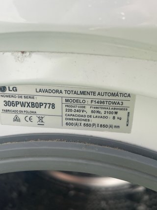 Lavadora LG DirectDrive 8kg para piezas