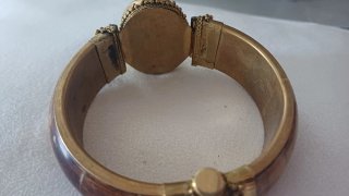 Bracciale rigido vintage oro e grigio