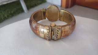 Bracciale rigido vintage oro e grigio
