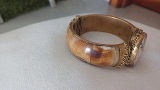 Bracciale rigido vintage oro e grigio