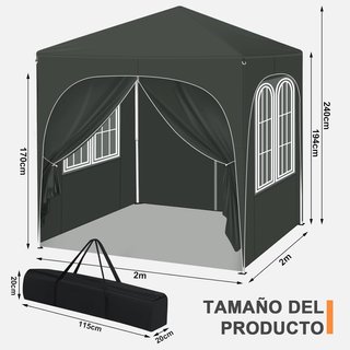 CARPAS PLEGABLES 2X2 GRISES CON PAREDES-NUEVAS