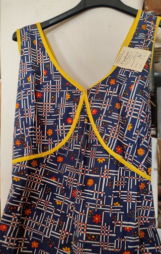 Vestido vintage azul y naranja Talla XL