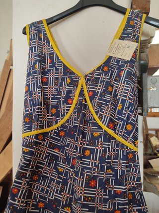 Vestido vintage azul y naranja Talla XL