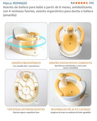 Silla de baño para bebé ROMAGIO (amarillo)